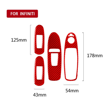 Car Carbon Fiber B Style Window Glass Lift Panel Decorative Sticker for Infiniti Q50 2014-2020, Right Drive(Red) - Car Interior Mouldings by buy2fix | Online Shopping UK | buy2fix