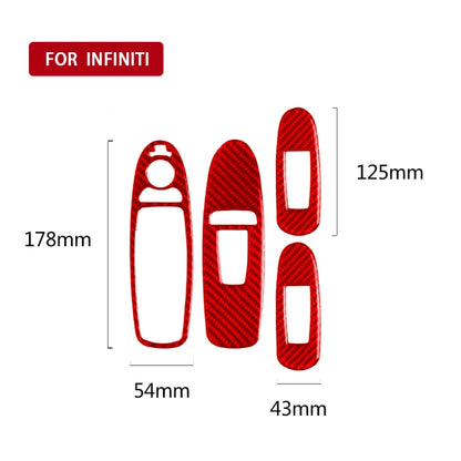 Car Carbon Fiber A Style Window Glass Lift Panel Decorative Sticker for Infiniti Q50 2014-2020, Left Drive (Red) - Steering Wheel Accessories by buy2fix | Online Shopping UK | buy2fix