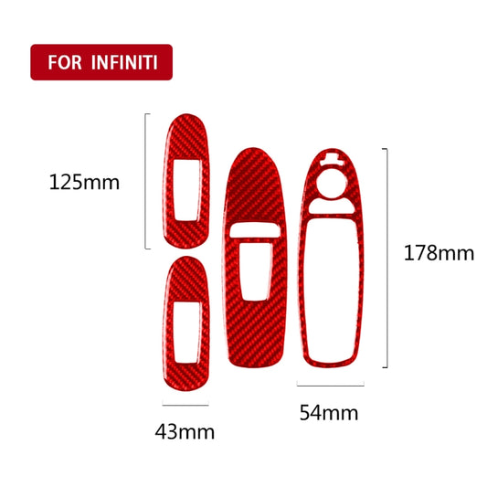 Car Carbon Fiber A Style Window Glass Lift Panel Decorative Sticker for Infiniti Q50 2014-2020, Right Drive (Red) - Steering Wheel Accessories by buy2fix | Online Shopping UK | buy2fix