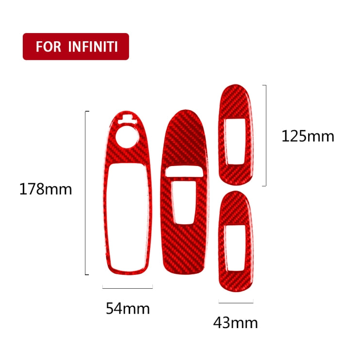 Car Carbon Fiber B Style Window Glass Lift Panel Decorative Sticker for Infiniti Q50 2014-2020, Left Drive (Red) - Steering Wheel Accessories by buy2fix | Online Shopping UK | buy2fix
