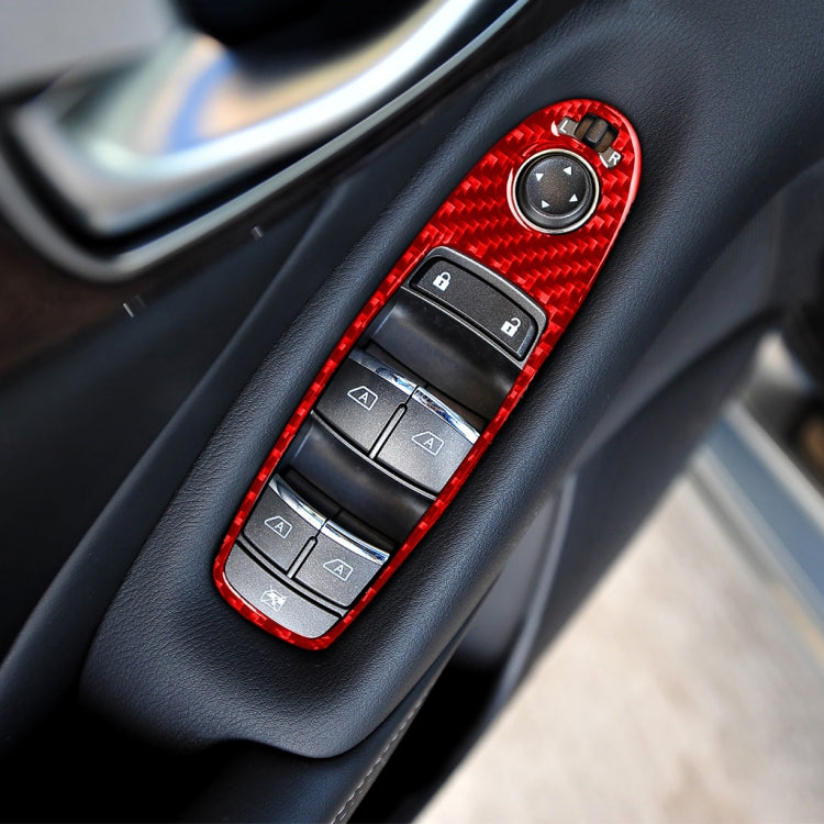 Car Carbon Fiber B Style Window Glass Lift Panel Decorative Sticker for Infiniti Q50 2014-2020, Left Drive (Red) - Steering Wheel Accessories by buy2fix | Online Shopping UK | buy2fix