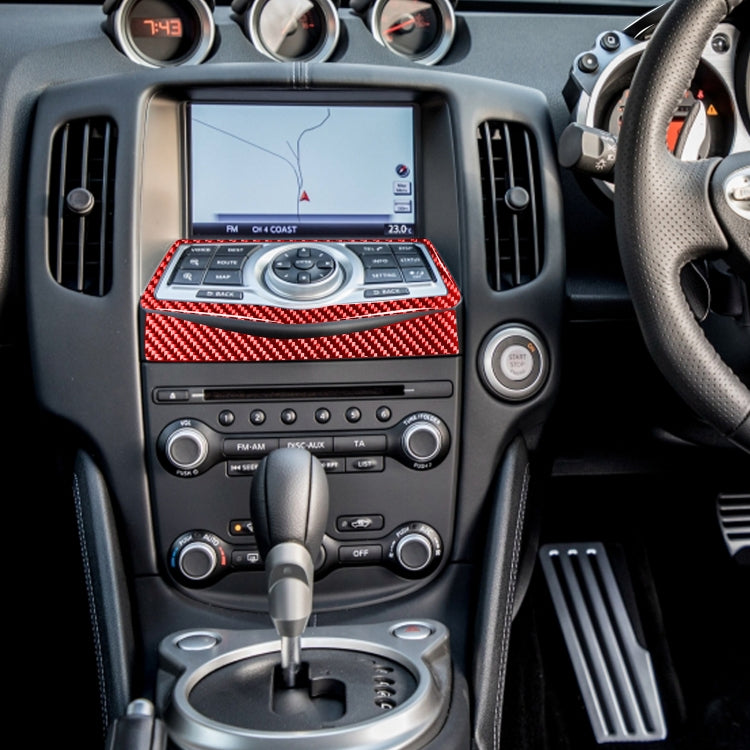 2 in 1 Car Carbon Fiber Multimedia Navigation Button Frame Decorative Sticker for Nissan 370Z / Z34 2009-, Left and Right Drive Universal (Red) by buy2fix