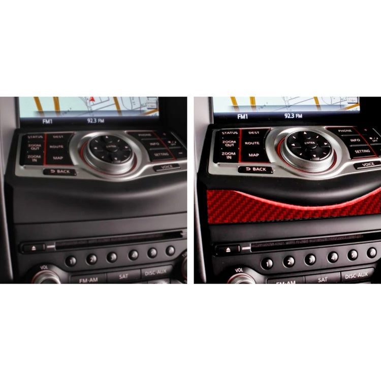 Car Carbon Fiber Multimedia Navigation Button Decorative Strip for Nissan 370Z / Z34 2009-, Left and Right Drive Universal (Red) by buy2fix