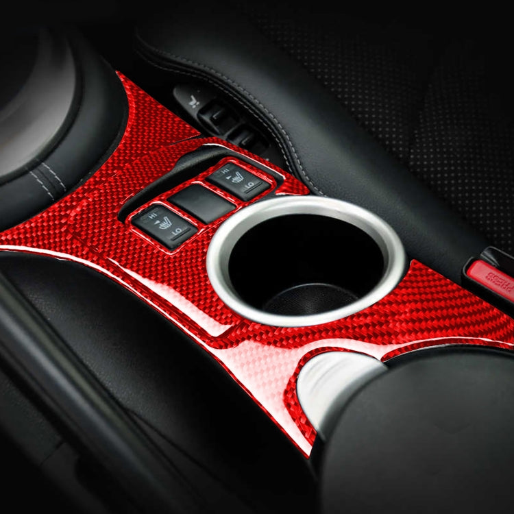 3 in 1 Car Carbon Fiber Center Console Water Cup Holder Panel Decorative Sticker for Nissan 370Z / Z34 2009-, Left and Right Drive Universal (Red) by buy2fix