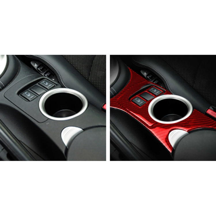 3 in 1 Car Carbon Fiber Center Console Water Cup Holder Panel Decorative Sticker for Nissan 370Z / Z34 2009-, Left and Right Drive Universal (Red) by buy2fix