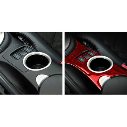 3 in 1 Car Carbon Fiber Center Console Water Cup Holder Panel Decorative Sticker for Nissan 370Z / Z34 2009-, Left and Right Drive Universal (Red) by buy2fix
