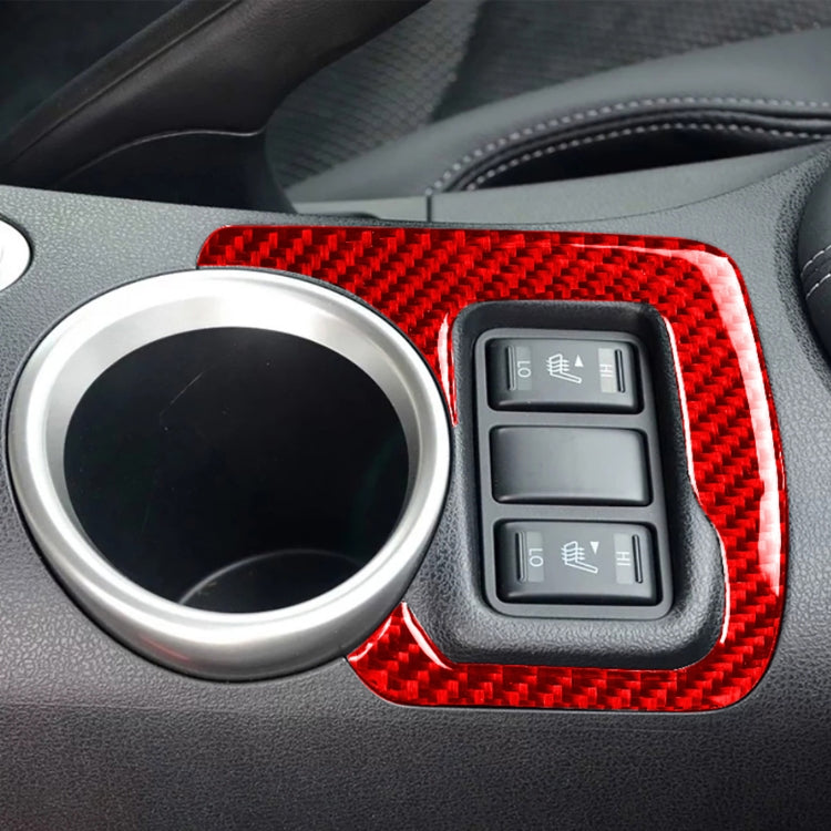 Car Carbon Fiber Central Control Heating Button Decorative Sticker for Nissan 370Z / Z34 2009-, Left and Right Drive Universal (Red) by buy2fix