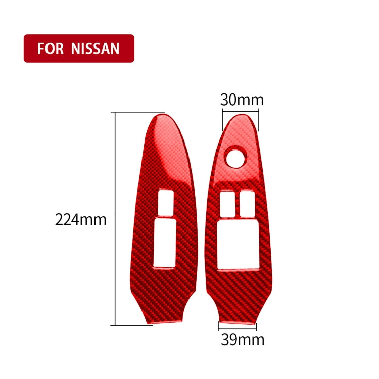 2 in 1 Car Carbon Fiber Window Lift Panel Decorative Sticker for Nissan 370Z / Z34 2009-, Right Drive Low-configured (Red) by buy2fix