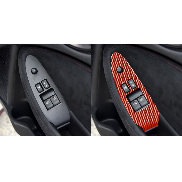 2 in 1 Car Carbon Fiber Window Lift Panel Decorative Sticker for Nissan 370Z / Z34 2009-, Right Drive Low-configured (Red) by buy2fix