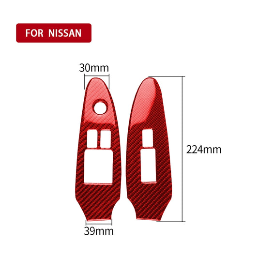 2 in 1 Car Carbon Fiber Window Lift Panel Decorative Sticker for Nissan 370Z / Z34 2009-, Left Drive Low-configured (Red) by buy2fix