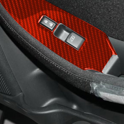 Car Carbon Fiber Vice Driving Side Door Lift Control Decorative Sticker for Nissan 370Z / Z34 2009-, Left Drive (Red) by buy2fix