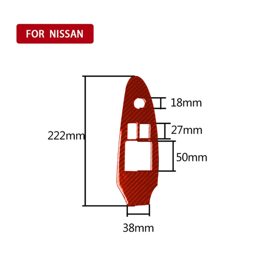 Car Carbon Fiber Main Driving Side Door Lift Control Decorative Sticker for Nissan 370Z / Z34 2009-, Left Drive Low-configured (Red) by buy2fix