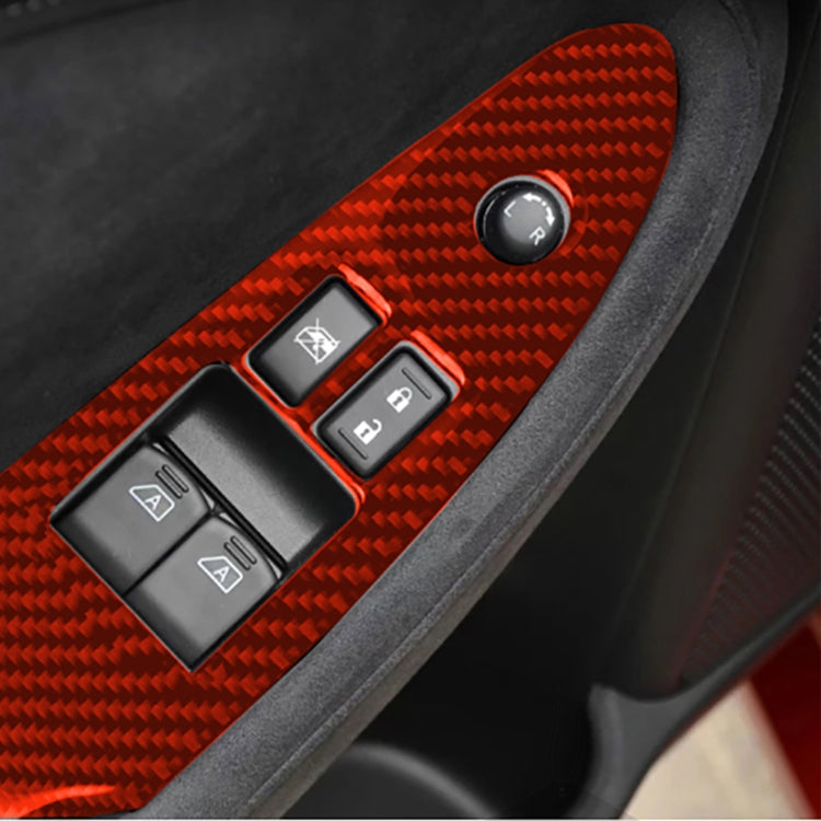 Car Carbon Fiber Main Driving Side Door Lift Control Decorative Sticker for Nissan 370Z / Z34 2009-, Left Drive Low-configured (Red) by buy2fix