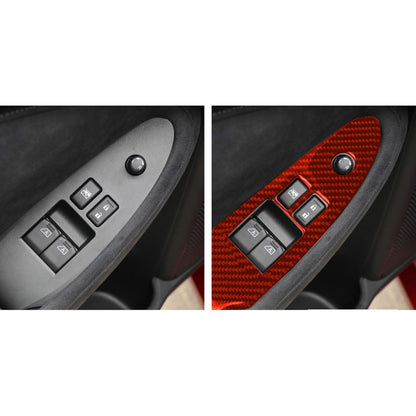 Car Carbon Fiber Main Driving Side Door Lift Control Decorative Sticker for Nissan 370Z / Z34 2009-, Left Drive Low-configured (Red) by buy2fix