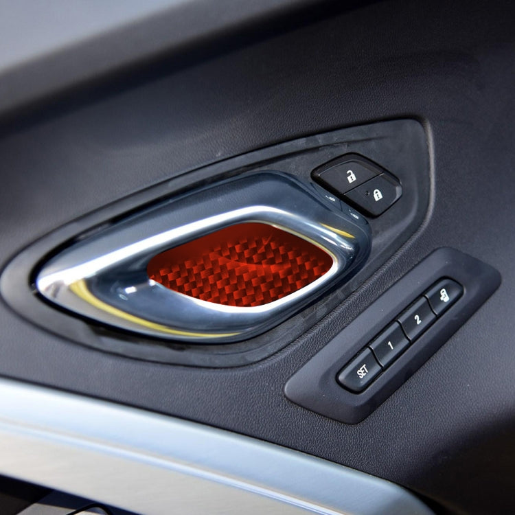 Car Carbon Fiber Inside Door Bowl Decorative Sticker for Chevrolet Camaro 2017-2019, Left and Right Drive Universal (Red) by buy2fix
