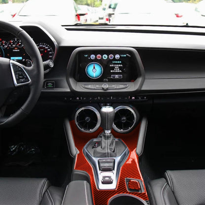 Car Carbon Fiber Center Control Gear Outside Frame Decorative Sticker for Chevrolet Camaro 2017-2019, Left Drive (Red) by buy2fix