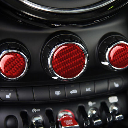 Car Carbon Fiber Multimedia Knob Decorative Sticker for BMW Mini F55 F56 F60, Left and Right Drive Universal (Red) by buy2fix