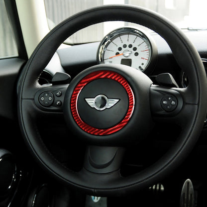 Car Carbon Fiber Steering Wheel Ring Decorative Sticker for BMW Mini R55 R56 Countryman R60 Paceman R61 2007-2013, Left and Right Drive Universal(Red) by buy2fix