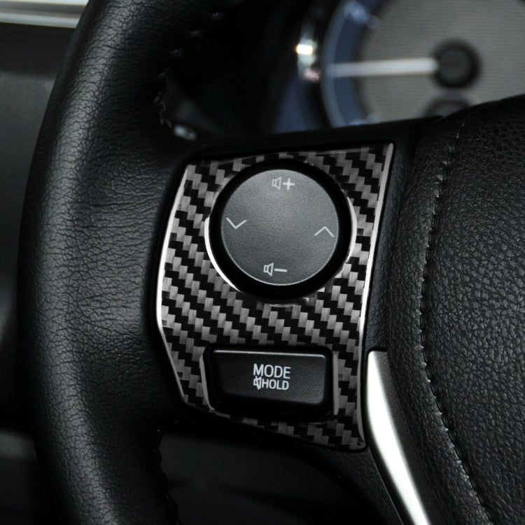 Car Carbon Fiber Steering Wheel Button Frame Decorative Sticker for Toyota Corolla / Levin 2014-2018, Left and Right Drive Universal by buy2fix