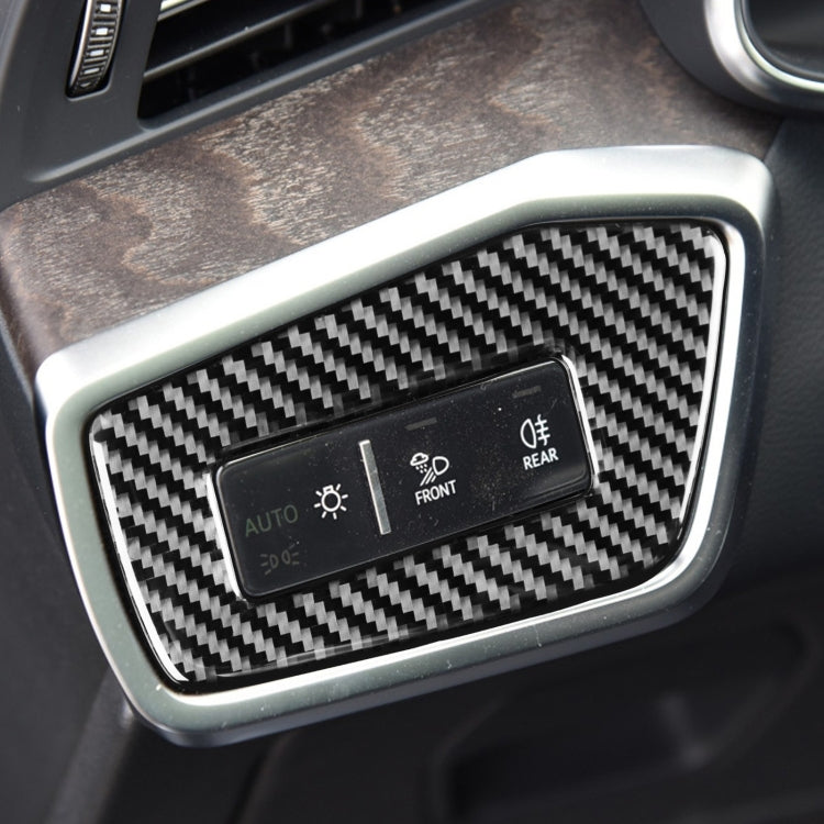 Car Carbon Fiber Headlight Switch Decorative Sticker for Audi A6L / A7 2019-, Left Drive by buy2fix