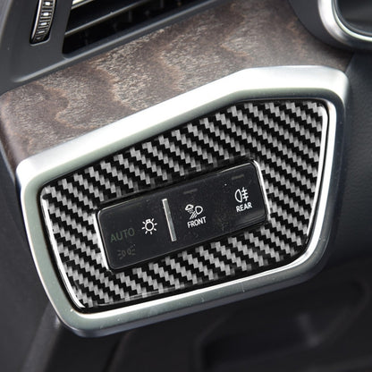 Car Carbon Fiber Headlight Switch Decorative Sticker for Audi A6L / A7 2019-, Left Drive by buy2fix