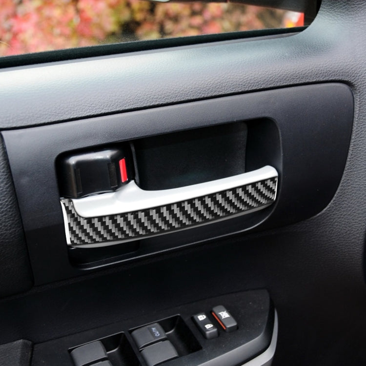 4 PCS / Set Carbon Fiber Car Inner Handle Decorative Sticker for Toyota Tundra 2014-2018, Left Right Driving Universal by buy2fix