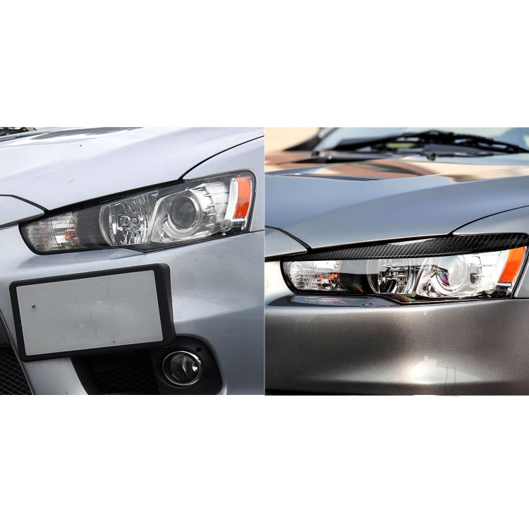 2 PCS / Set Carbon Fiber Car Lamp Eyebrow Decorative Sticker for Mitsubishi Lancer EVO 2008-2014, Drop Glue Version by buy2fix