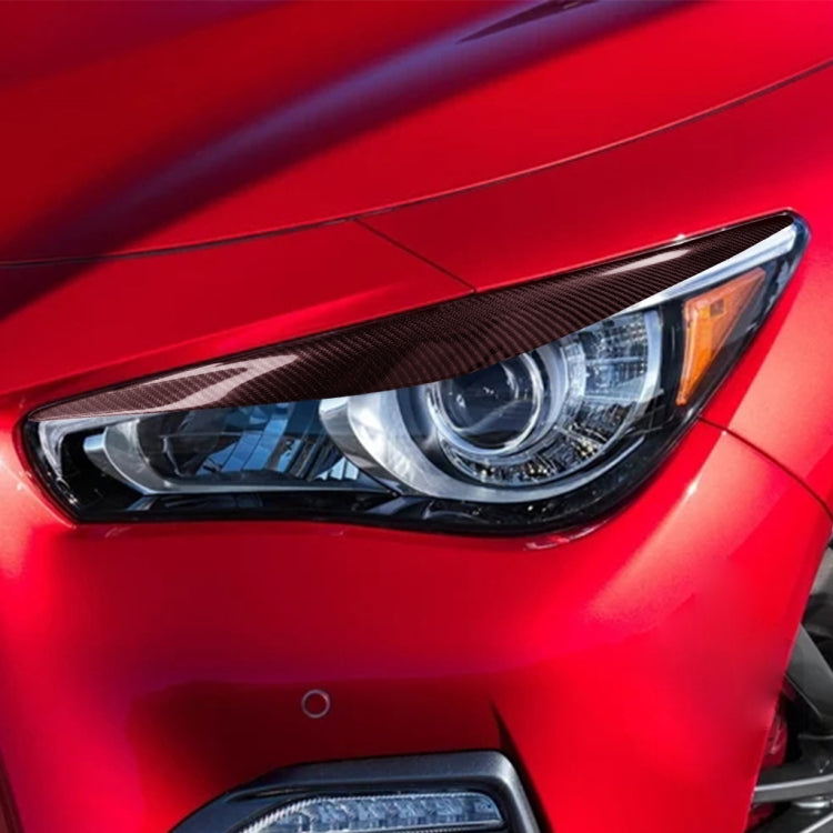 2 PCS / Set Carbon Fiber Car Lamp Eyebrow Decorative Sticker for Infiniti Q50 2014-2019, Drop Glue Version by buy2fix