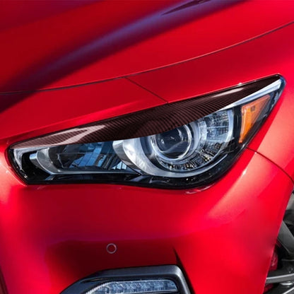 2 PCS / Set Carbon Fiber Car Lamp Eyebrow Decorative Sticker for Infiniti Q50 2014-2019, Drop Glue Version by buy2fix