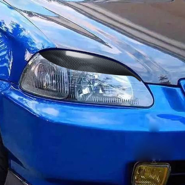 2 PCS / Set Carbon Fiber Car Lamp Eyebrow Decorative Sticker for Honda Civic 1999-1900, Drop Glue Version by buy2fix