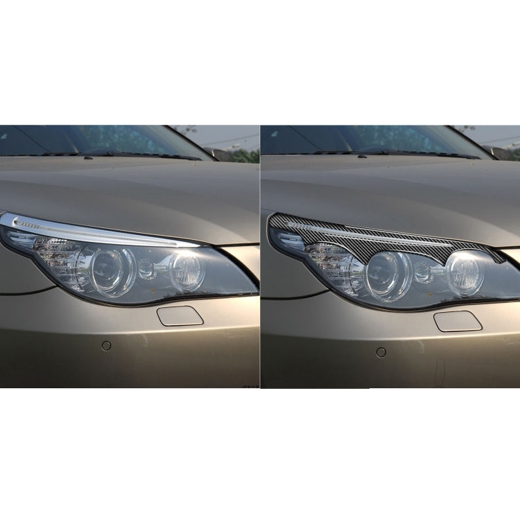 2 PCS / Set Carbon Fiber Car Lamp Eyebrow Decorative Sticker for BMW E60 5 Series 2004-2010, Drop Glue Version by buy2fix