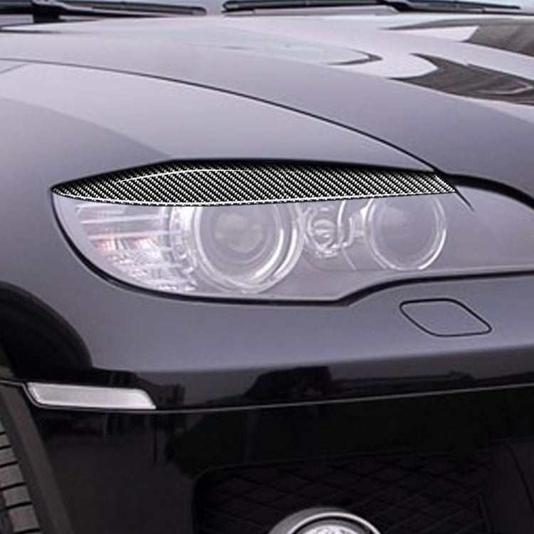 2 PCS / Set Carbon Fiber Car Lamp Eyebrow Decorative Sticker for BMW E71/X6 2008-2014, Drop Glue Version by buy2fix
