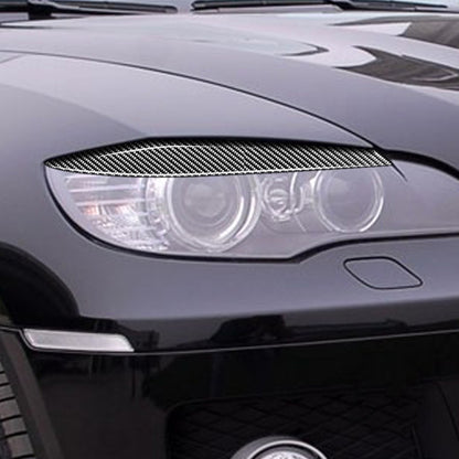 2 PCS / Set Carbon Fiber Car Lamp Eyebrow Decorative Sticker for BMW E71/X6 2008-2014, Drop Glue Version by buy2fix