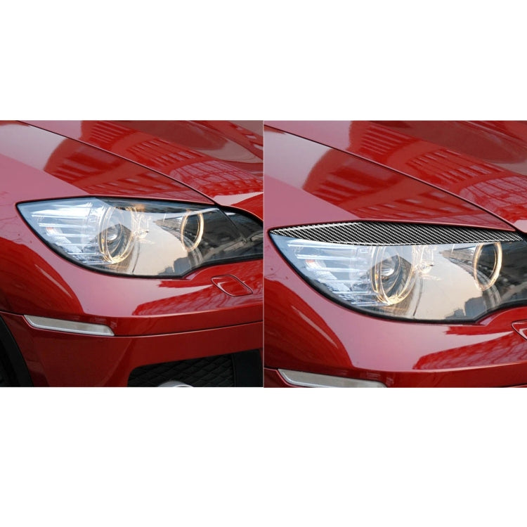 2 PCS / Set Carbon Fiber Car Lamp Eyebrow Decorative Sticker for BMW E71/X6 2008-2014, Drop Glue Version by buy2fix