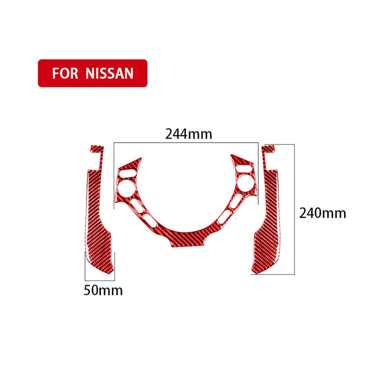 3 PCS / Set Carbon Fiber Car Dashboard Steering Wheel Buttons Decorative Sticker for Nissan GTR R35 2008-2016, Left and Right Driving Universal(Red) by buy2fix