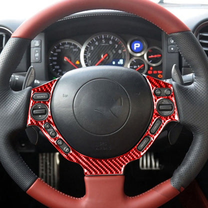3 PCS / Set Carbon Fiber Car Dashboard Steering Wheel Buttons Decorative Sticker for Nissan GTR R35 2008-2016, Left and Right Driving Universal(Red) by buy2fix