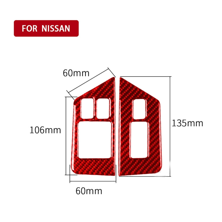 2 PCS / Set Carbon Fiber Car Window Lift Defogger Button Decorative Sticker for Nissan GTR R35 2008-2016, Left Driving(Red) by buy2fix