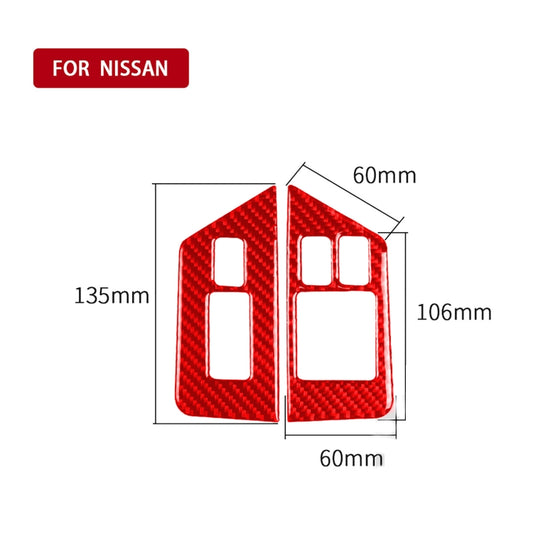2 PCS / Set Carbon Fiber Car Window Lift Defogger Button Decorative Sticker for Nissan GTR R35 2008-2016, Right Driving(Red) by buy2fix