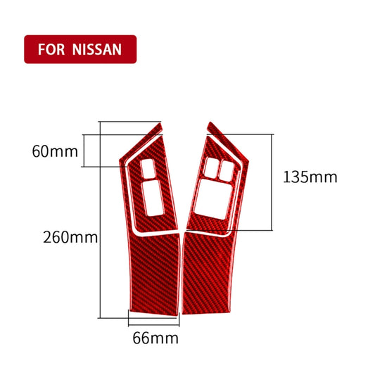 4 PCS / Set Carbon Fiber Car Window Lift Buttons Panel Sticker for Nissan GTR R35 2008-2016, Right Driving (Red) by buy2fix