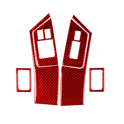 6 PCS / Set Carbon Fiber Car Window Lift Button Door Lock Decorative Sticker for Nissan GTR R35 2008-2016, Left Driving (Red) by buy2fix