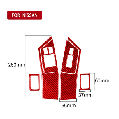 6 PCS / Set Carbon Fiber Car Window Lift Button Door Lock Decorative Sticker for Nissan GTR R35 2008-2016, Left Driving (Red) by buy2fix