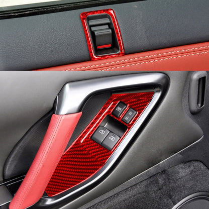 6 PCS / Set Carbon Fiber Car Window Lift Button Door Lock Decorative Sticker for Nissan GTR R35 2008-2016, Left Driving (Red) by buy2fix