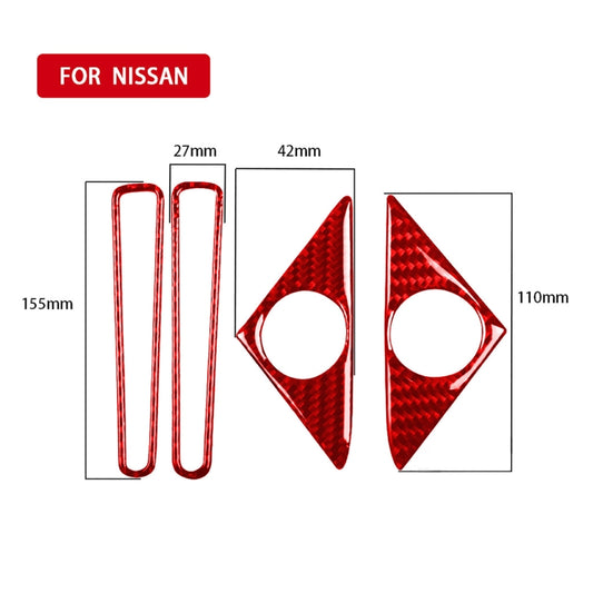 4 PCS / Set Carbon Fiber Car Door Horn + Window Air Outlet Decorative Sticker for Nissan GTR R35 2008-2016, Left and Right Driving Universal (Red) by buy2fix