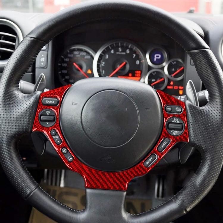 Carbon Fiber Car Steering Wheel Buttons Decorative Sticker for Nissan GTR R35 2008-2016, Left and Right Driving Universal (Red) by buy2fix