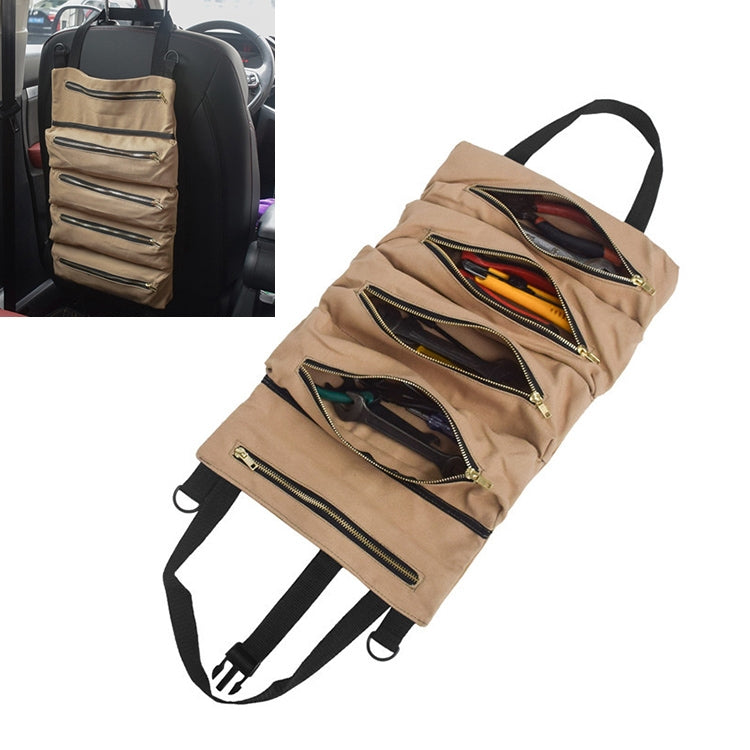 Car Auto Multi-function Canvas Storage Bag Portable Tool Bag Hanging Pocket Bag (Khaki) by buy2fix