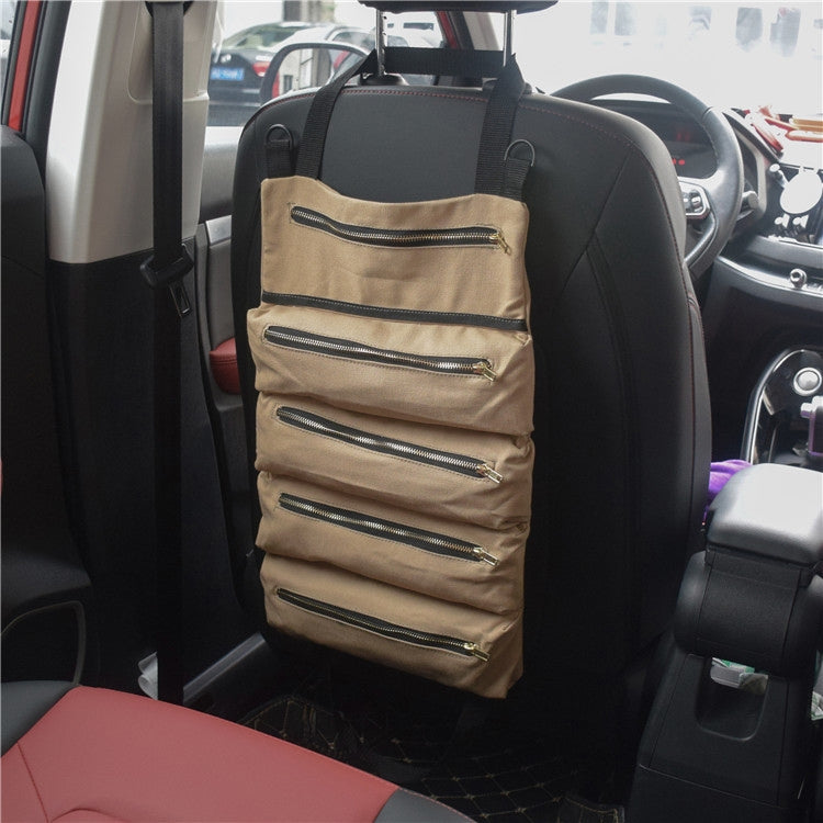 Car Auto Multi-function Canvas Storage Bag Portable Tool Bag Hanging Pocket Bag (Khaki) by buy2fix