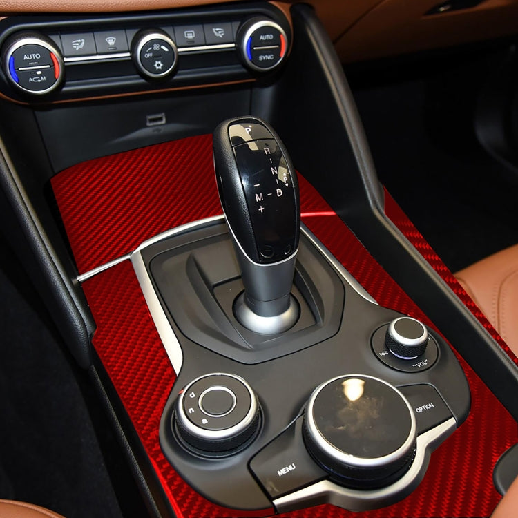3 PCS / Set Carbon Fiber Car Gear Box Panel Decorative Sticker for Alfa Romeo Giulia 2017-2019,Left Drive (Red) by buy2fix