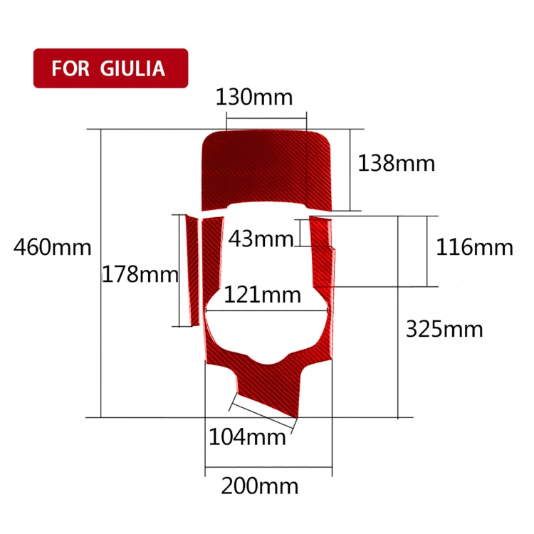 3 PCS / Set Carbon Fiber Car Gear Box Panel Decorative Sticker for Alfa Romeo Giulia 2017-2019,Right Drive (Red) by buy2fix