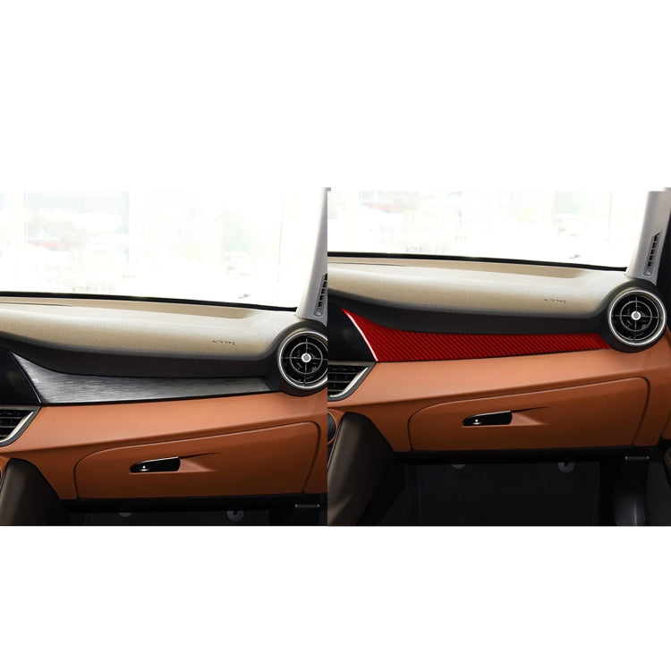 Carbon Fiber Car Dashboard Strip Decorative Sticker for Alfa Romeo Giulia 2017-2019,Left Drive (Red) by buy2fix