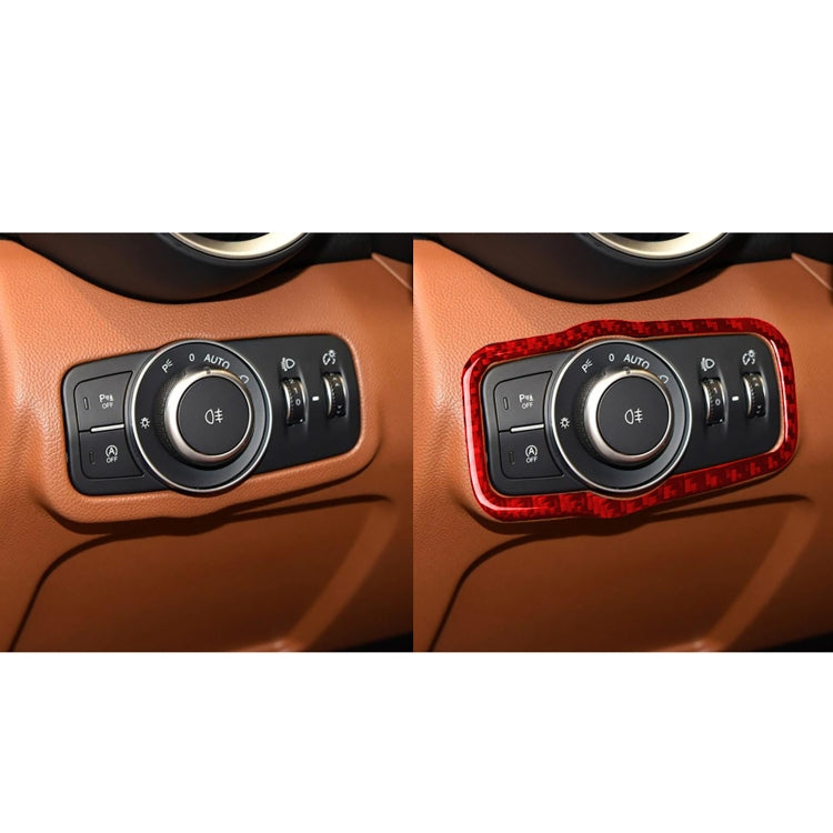 Carbon Fiber Car Headlight Switch Panel Decorative Sticker for Alfa Romeo Giulia 2017-2019,Left Drive (Red) by buy2fix